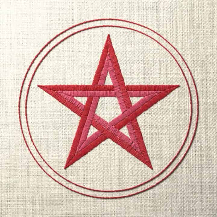 Woven five point star: preview of the stitched design