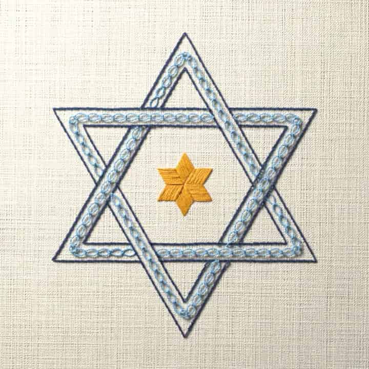 Star of David: preview of the stitched design