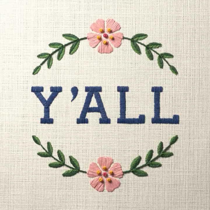 Y’all: preview of the stitched design