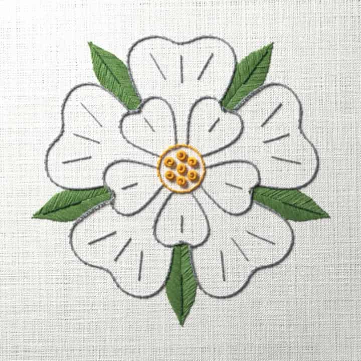 Yorkshire rose: preview of the stitched design