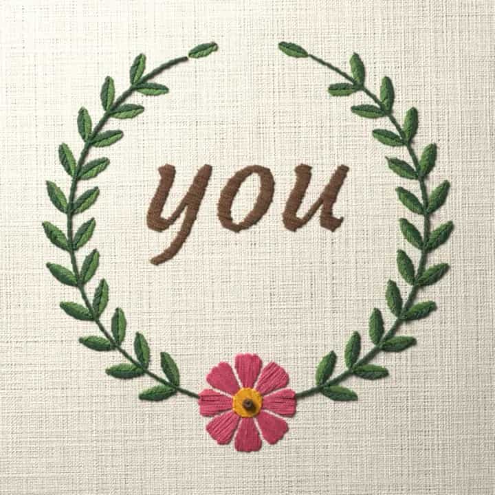 You in laurel: preview of the stitched design