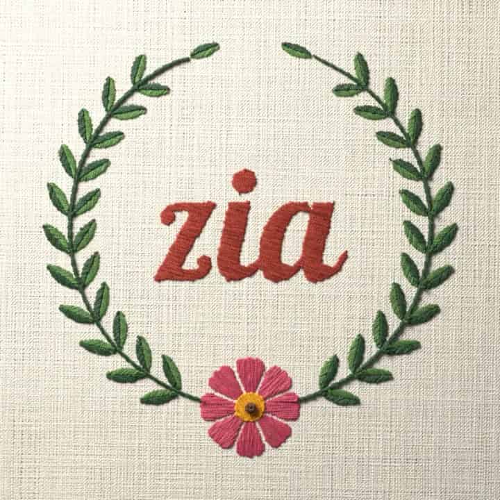 Zia: preview of the stitched design