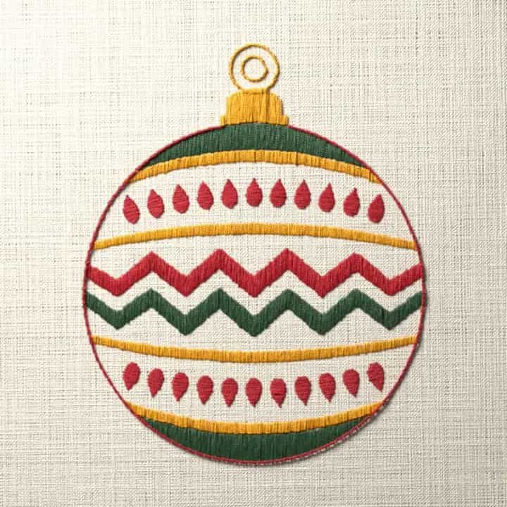 Zigzag band bauble: preview of the stitched design